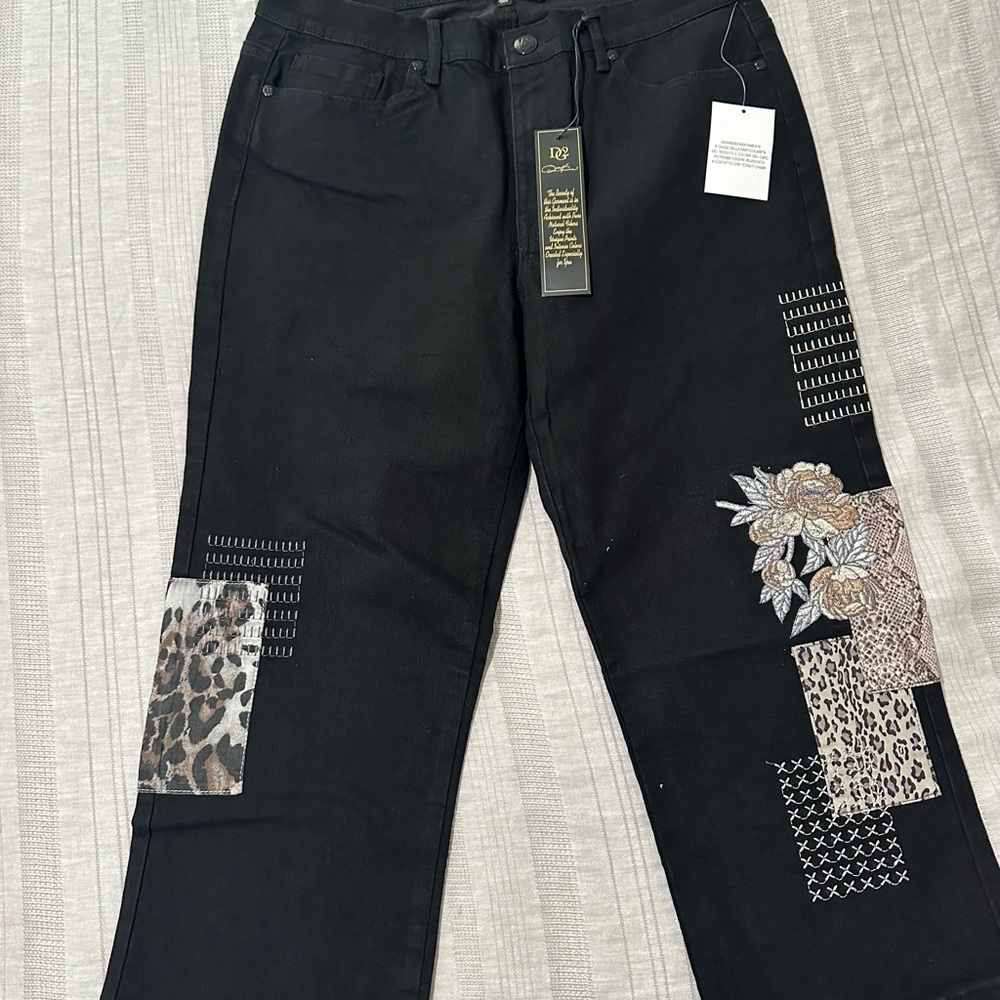 Black Embroidered Women's Jeans